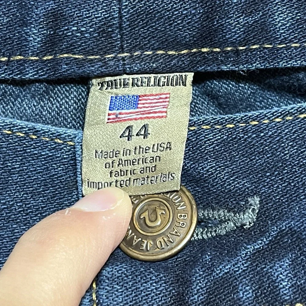 Vintage True Religion Jeans Mens 44x32 Made in USA Billy Bootcut Whiskering Dark